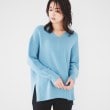 アンタイトル(UNTITLED)の【体型カバー/日本製/洗える】ウールシルクカシミヤミックス Vネックプルオーバーニット ブルー(091)