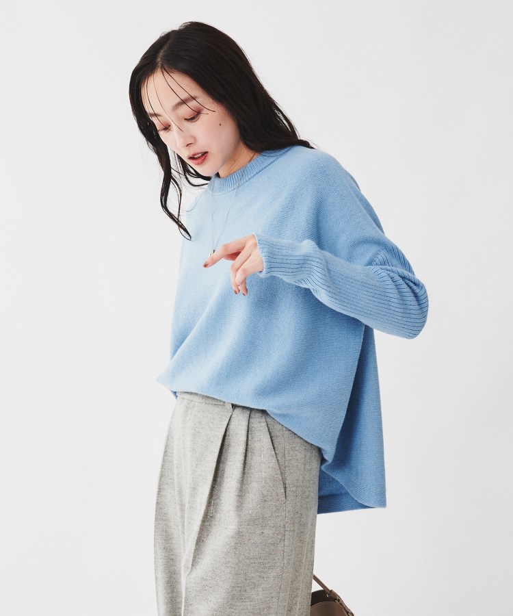 ウールシルクカシミヤミックス ボートネックプルオーバーニット ウールシルクカシミヤミックス ボートネックプルオーバーニット