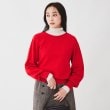アンタイトル(UNTITLED)の【日本製/オンオフ使える】ラメ混パフスリーブプルオーバーニット レッド(062)