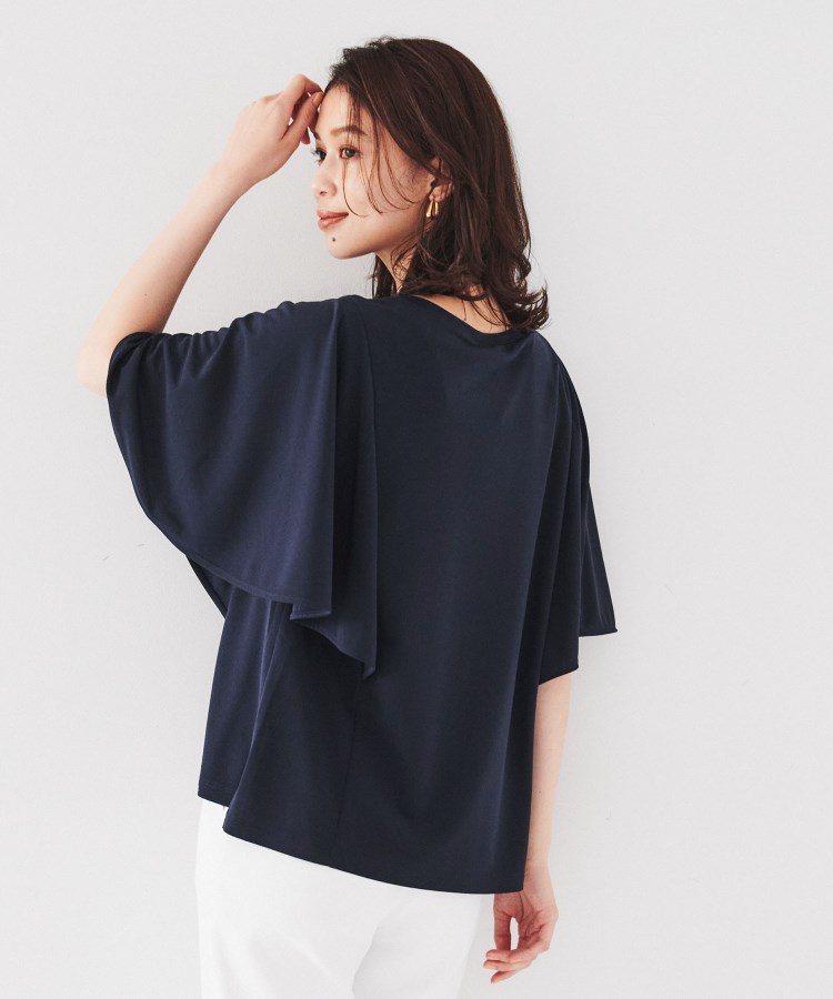 アンタイトル(UNTITLED)の【ストレッチ/五分袖】袖ラッフルプルオーバー21