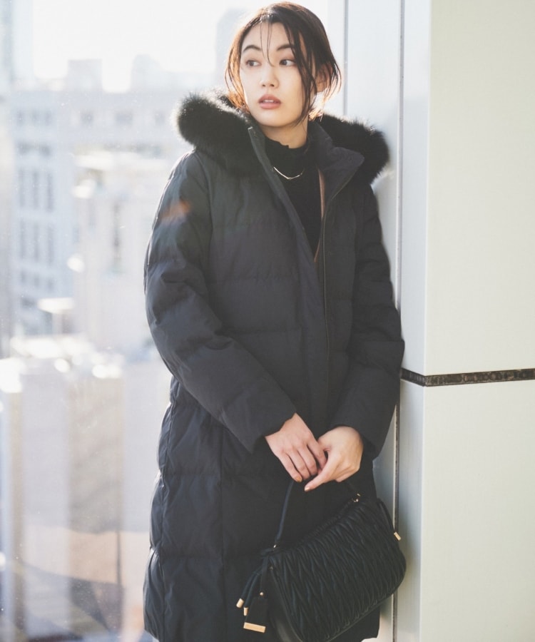 撥水/洗える/フード取り外し】ファー付きロングダウンコート 撥水/洗える/フード取り外し】ファー付きロングダウンコート