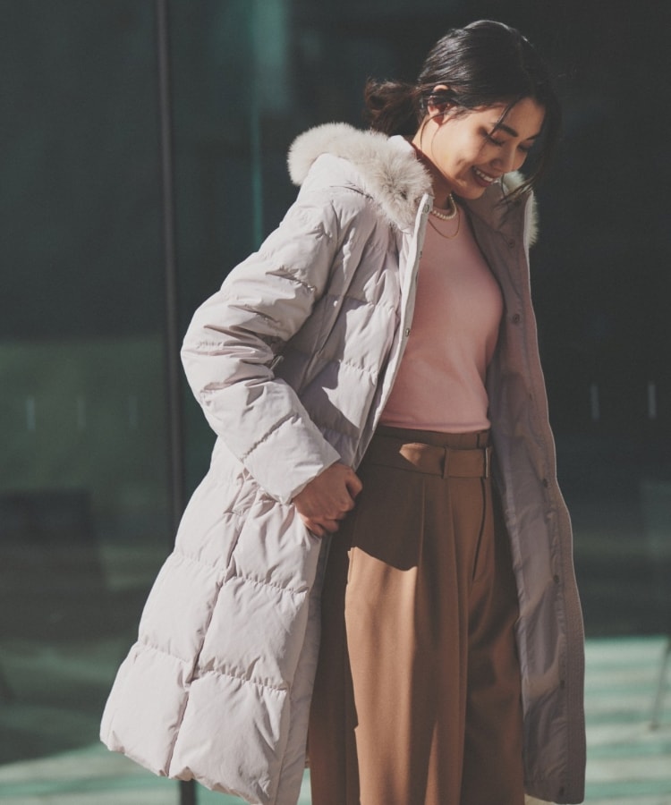 撥水/洗える/フード取り外し】ファー付きロングダウンコート 撥水/洗える/フード取り外し】ファー付きロングダウンコート
