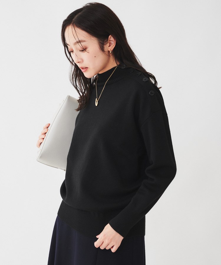 アンタイトル(UNTITLED)の【日本製／洗える】ミラノリブ 肩ボタンプルオーバーニット6
