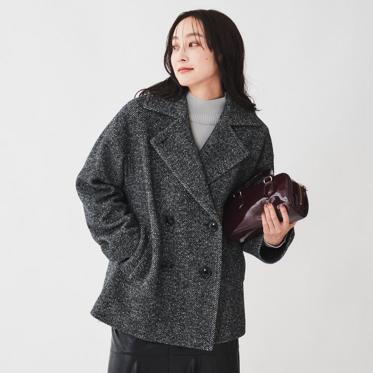 アンタイトル(UNTITLED)の【日本製/ゆったり】ミドル丈へリンボンPコート Pコート
