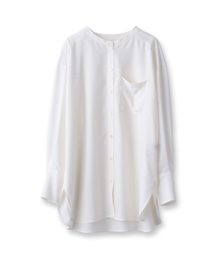 着回しトップス／洗える】シフォン バンドカラーシャツ（シャツ