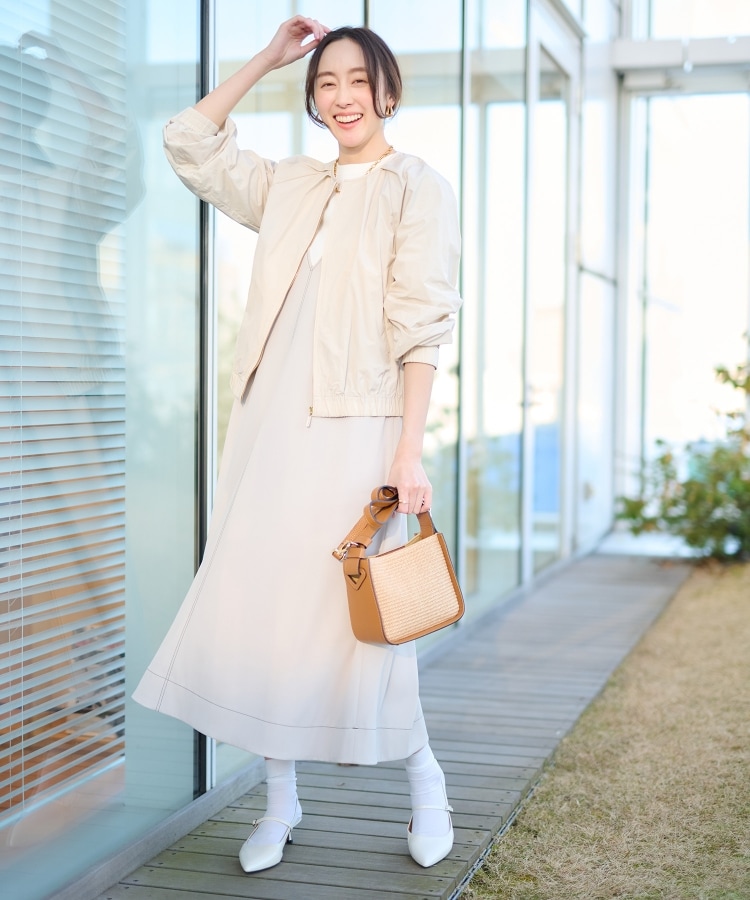 軽羽織/洗える】タフタノーカラーブルゾン(ブルゾン 軽羽織/洗える】タフタノーカラーブルゾン(ブルゾン