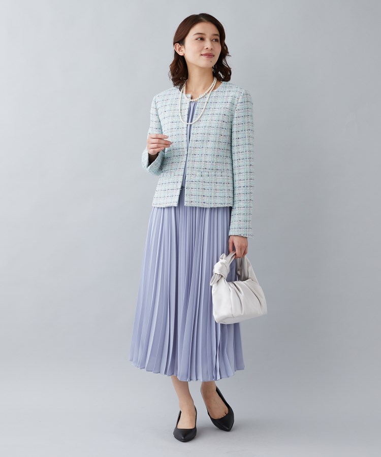 ハレの日ジャケット】ジュエルファンシーツィード ノーカラー ハレの日ジャケット】ジュエルファンシーツィード ノーカラー