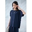 アンタイトル(UNTITLED)の【大人気セットアップ！！／サラリとした素材感】リラックスシルエット ストレッチブラウス ネイビー(094)