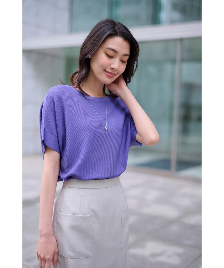 アンタイトル(UNTITLED)の【ゆったりシルエット／薄手／10色展開】レーヨンストレッチ フレンチスリーブニット37