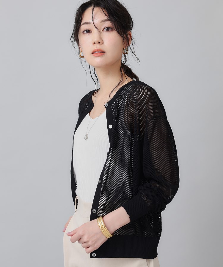 前後2WAY/清涼感/洗える】2WAYメッシュカーディガン 前後2WAY/清涼感/洗える】2WAYメッシュカーディガン