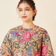 ボタニカルフラワープリントワンピース(ミドルワンピース ボタニカルフラワープリントワンピース(ミドルワンピース