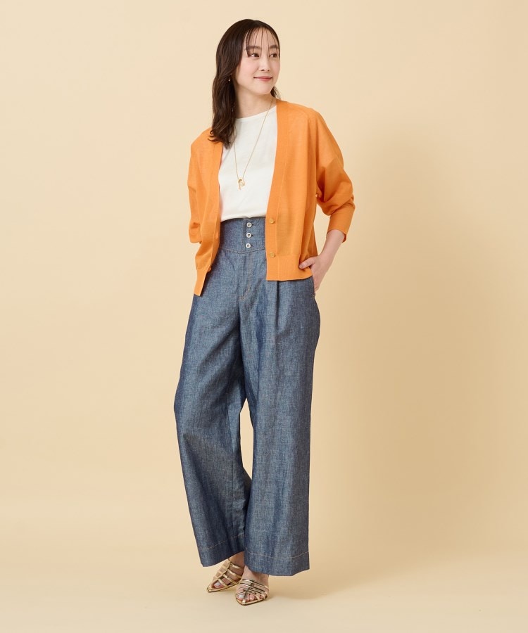 セットアップ可能】ヘンプシャンブレー ワイドパンツ(フル セットアップ可能】ヘンプシャンブレー ワイドパンツ(フル