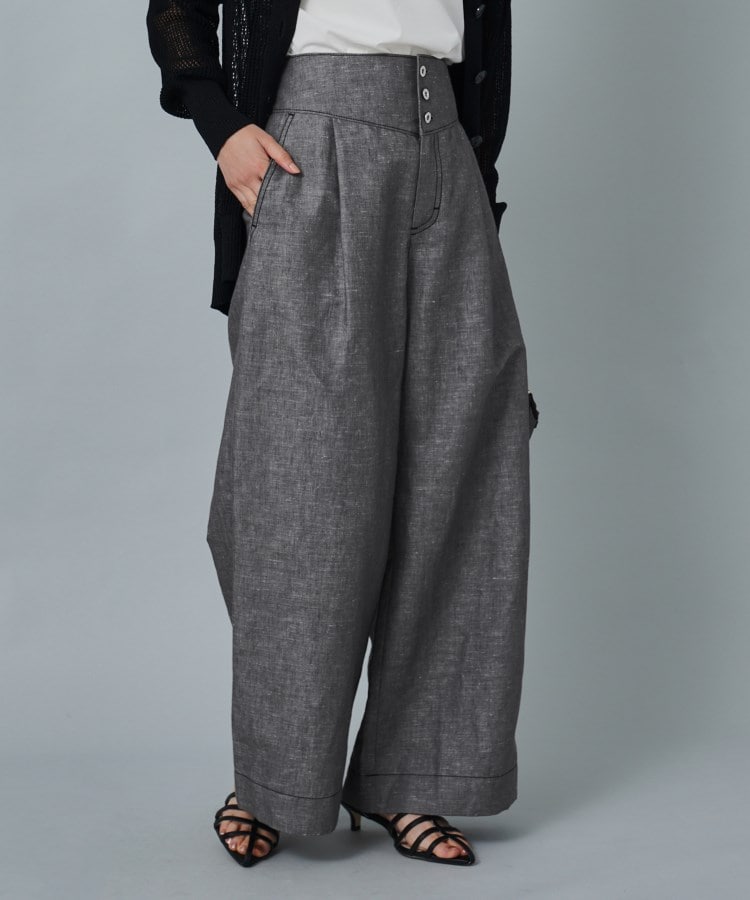 セットアップ可能】ヘンプシャンブレー ワイドパンツ(フル セットアップ可能】ヘンプシャンブレー ワイドパンツ(フル