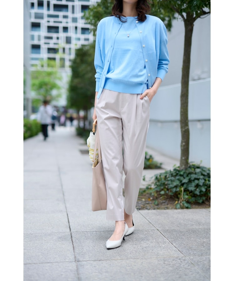 ストレッチ/美シルエット】ストレッチサテン テーパードパンツ ストレッチ/美シルエット】ストレッチサテン テーパードパンツ