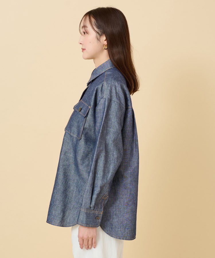セットアップ可能】ヘンプシャンブレー オーバーシャツ(シャツ セットアップ可能】ヘンプシャンブレー オーバーシャツ(シャツ