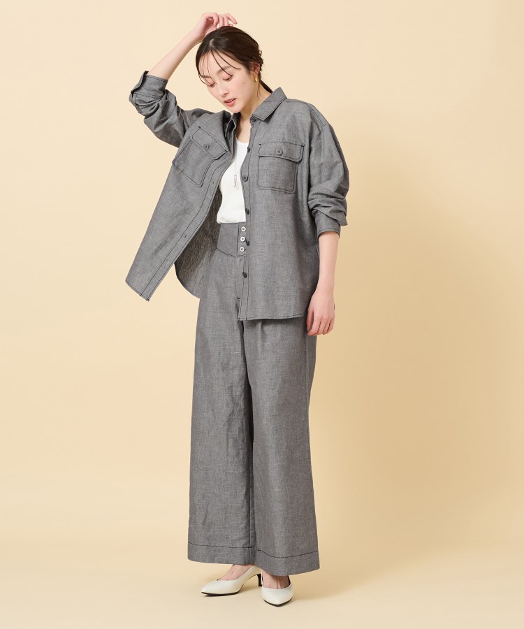 セットアップ可能】ヘンプシャンブレー オーバーシャツ（シャツ