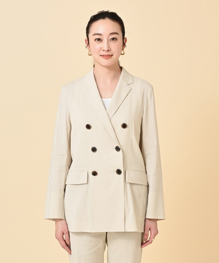 最高の品質 セットアップ可能/ストレッチ素材】リネン混Wブレスト ジャケット・アウター