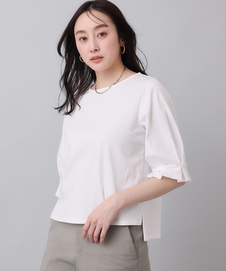 アンタイトル(UNTITLED)の【コットン／８色展開／五分袖】袖タックプルオーバー9