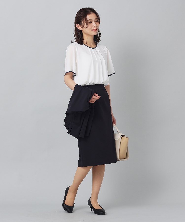 通勤、オフィス/インナー付】配色パイピングブラウス(シャツ 通勤、オフィス/インナー付】配色パイピングブラウス(シャツ