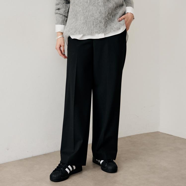 アンタイトル(UNTITLED)の【暖か素材/ストレッチ性】裏起毛ワイドパンツ フルレングスパンツ