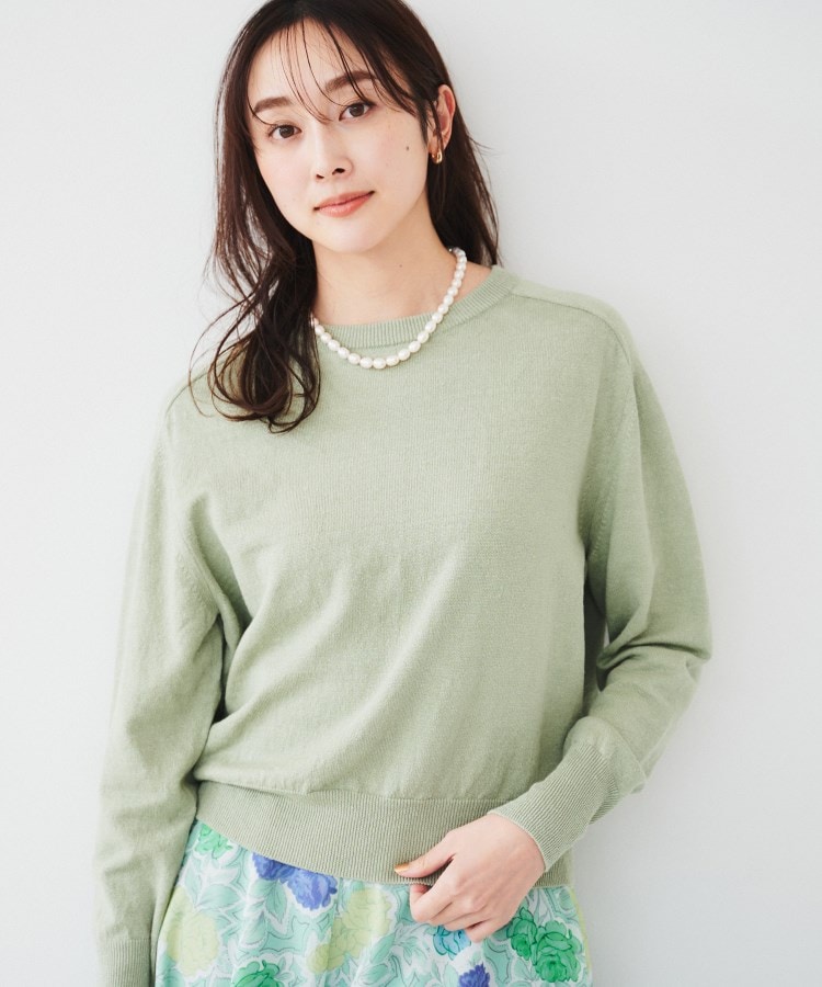 アンタイトル(UNTITLED)の【アンサンブル可能/洗える】リネン混ベーシックプルオーバー ミントグリーン(021)