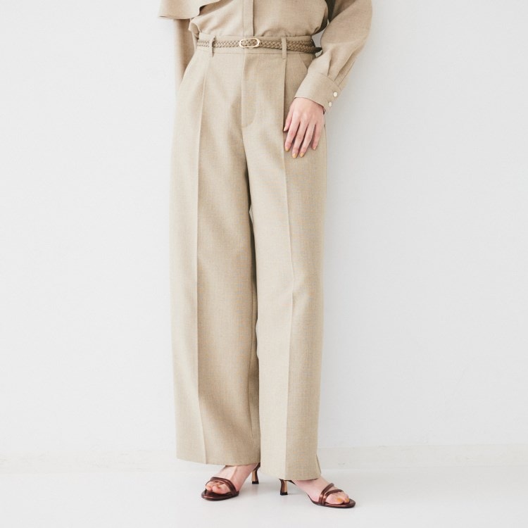 アンタイトル(UNTITLED)の【セットアップ可能】リネンライクキャンバス ワイドパンツ フルレングスパンツ