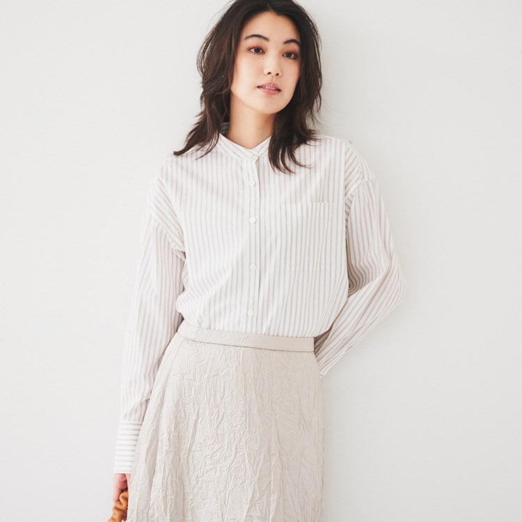 アンタイトル(UNTITLED)の【重ね着しやすい】タイプライター バンドカラーシャツ シャツ・ブラウス