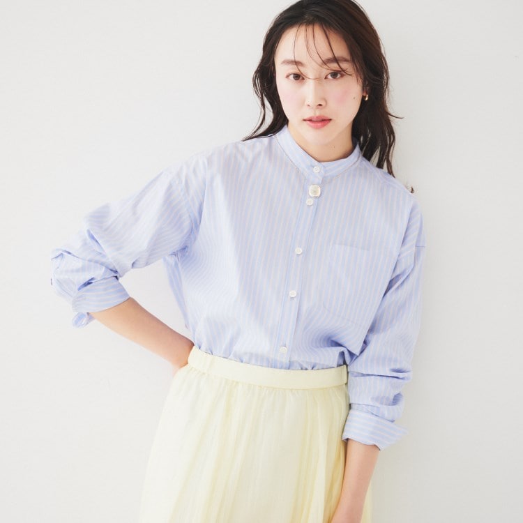 アンタイトル(UNTITLED)の【重ね着しやすい】タイプライター バンドカラーシャツ シャツ・ブラウス