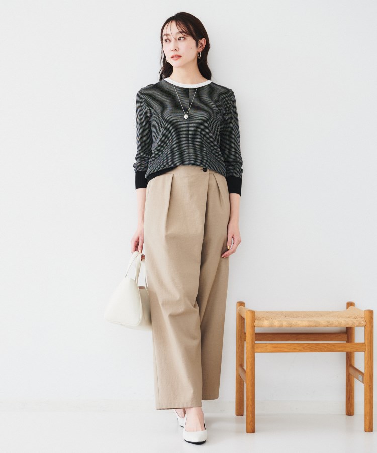 配色カラー/アンサンブル可能】きれいめ七分袖ニット(ニット 配色カラー/アンサンブル可能】きれいめ七分袖ニット(ニット