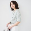 アンタイトル(UNTITLED)の【通勤/二の腕カバー】ジオメチェック ボウタイブラウス7