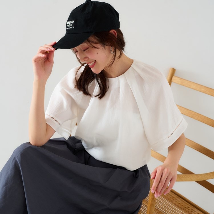 アンタイトル(UNTITLED)の【セットアップ可能】リネン混 タックブラウス シャツ・ブラウス