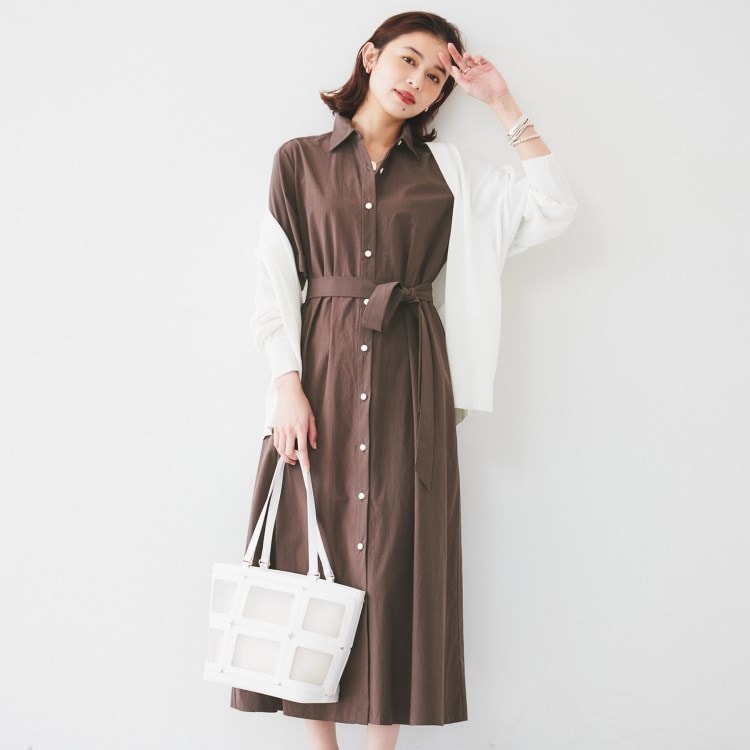 アンタイトル(UNTITLED)の【コットン100／前開き／夏ワンピ】ロングシャツワンピース マキシ・ロングワンピース