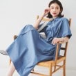 アンタイトル(UNTITLED)の【コットン100／前開き／夏ワンピ】ロングシャツワンピース ブルー(092)