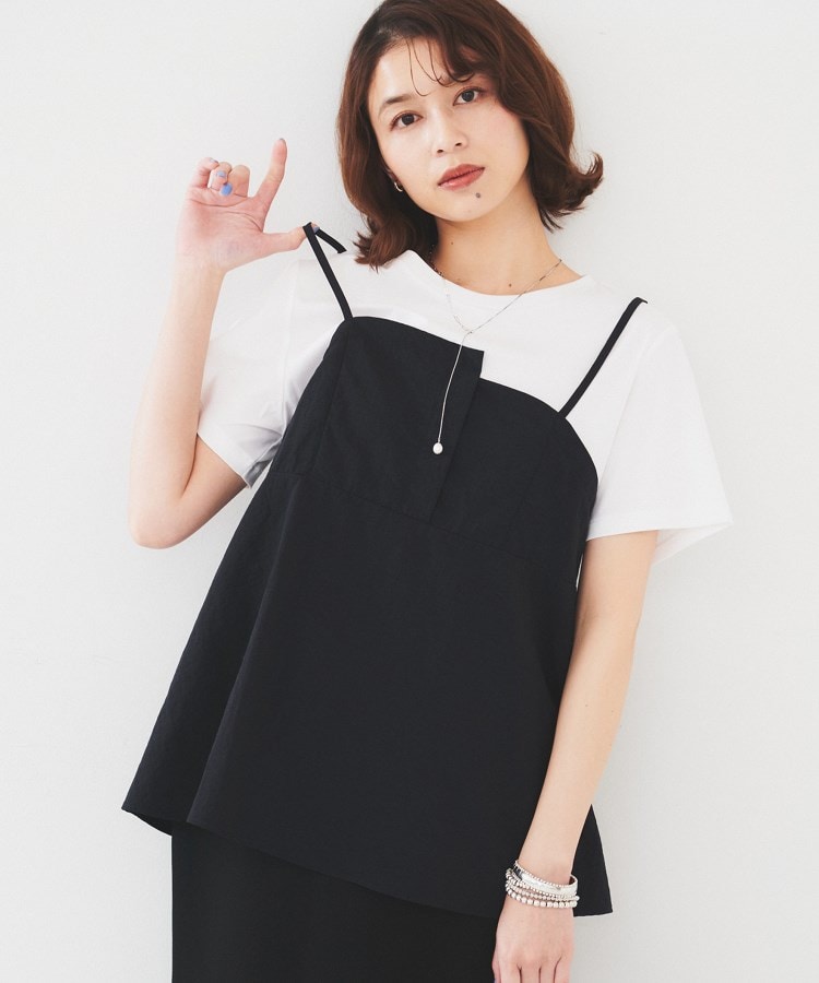 アンタイトル(UNTITLED)の【洗える/Tシャツ】ビスチェドッキングプルオーバー ブラック(519)