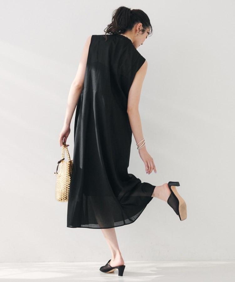 シアー/前開き/夏ワンピ】コットンピンタックワンピース(マキシ シアー/前開き/夏ワンピ】コットンピンタックワンピース(マキシ