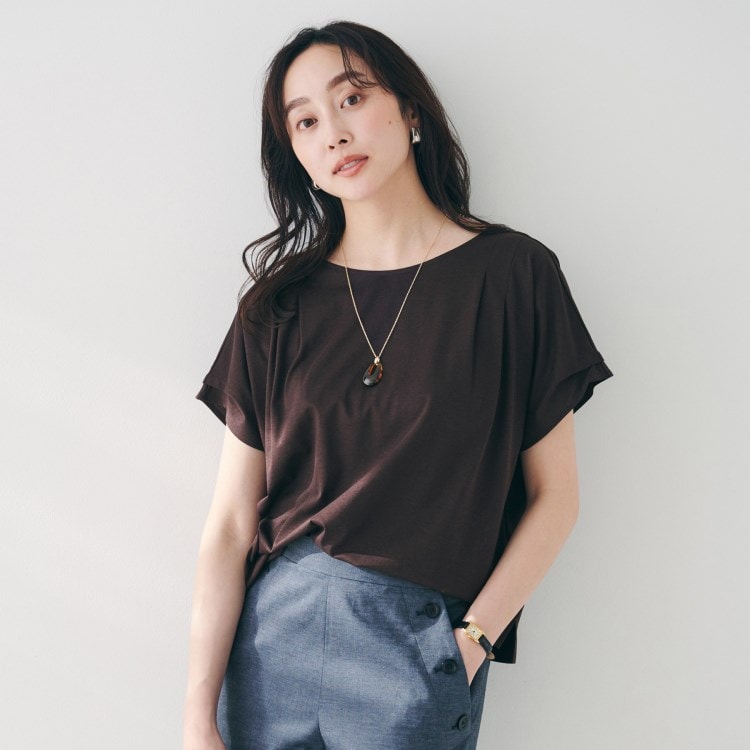 アンタイトル(UNTITLED)の【洗える】タック入りフレンチスリーブプルオーバー カットソー