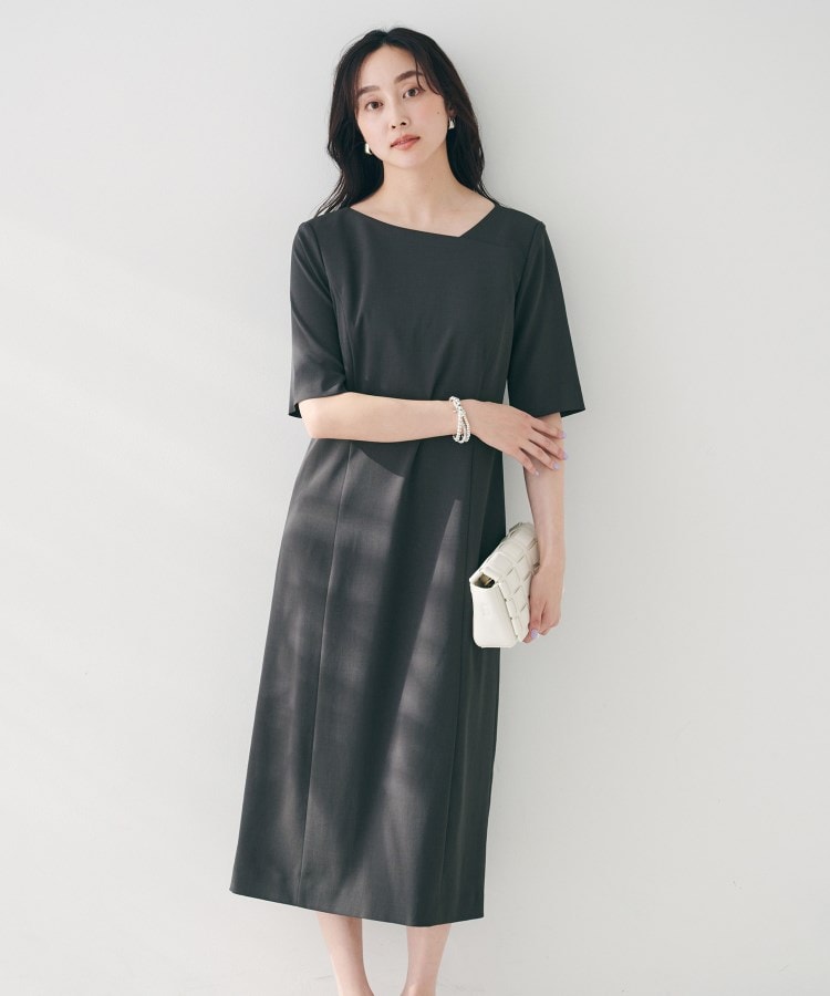 アンタイトル(UNTITLED)の【きれいめ/上品/夏ワンピ】アシメネックワンピース6