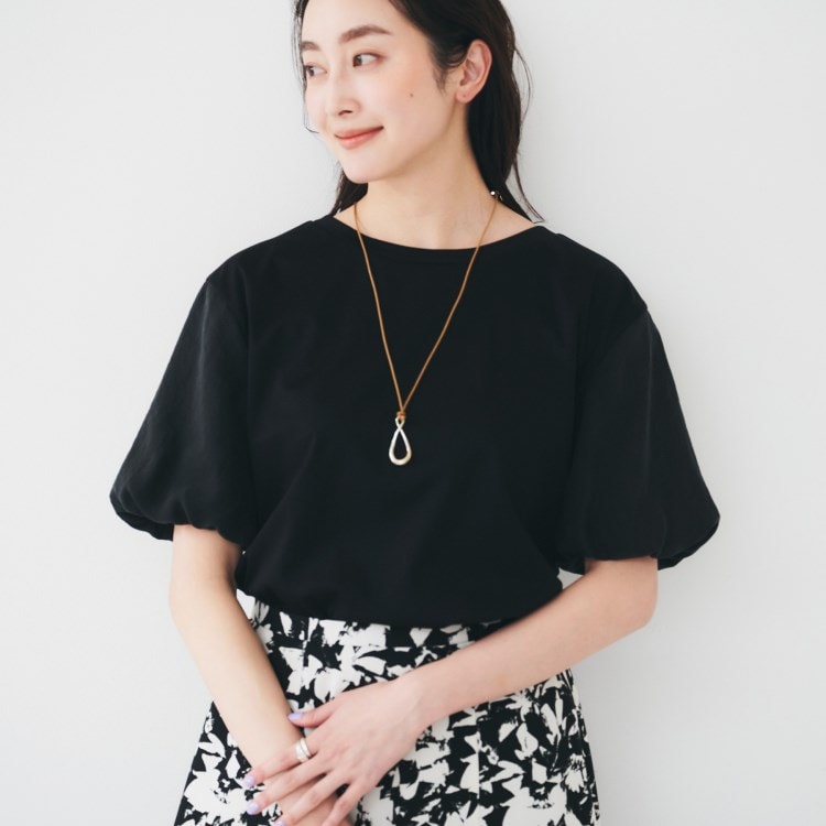アンタイトル(UNTITLED)の【二の腕カバー/洗える】袖シアーバルーンプルオーバー カットソー