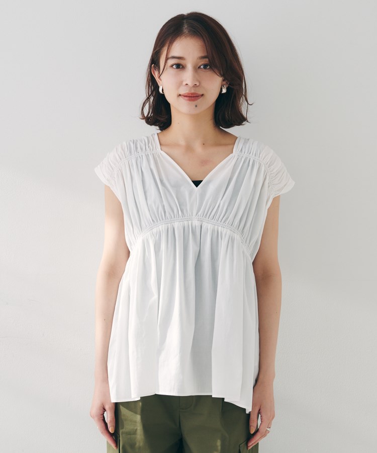 激安直営店 シャーリングブラウス（シャツ・ブラウス） | UNTITLED（アン シャツ+ブラウス(半袖+袖なし)
