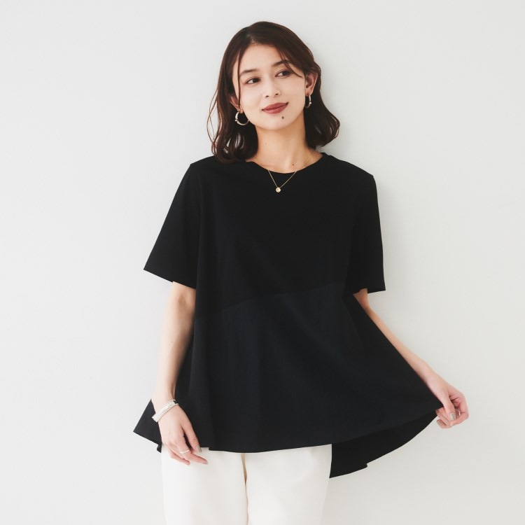 アンタイトル(UNTITLED)の【UVカット/接触冷感/Tシャツ】異素材ドッキングペプラム カットソー