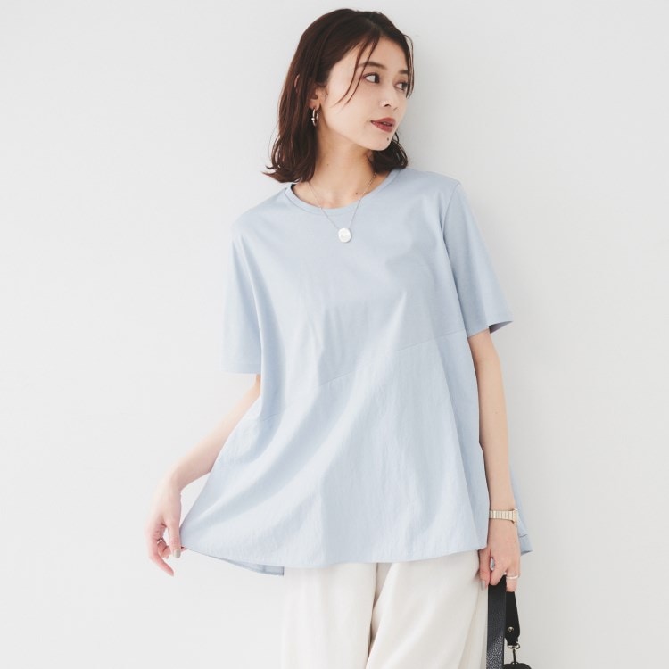 アンタイトル(UNTITLED)の【UVカット/接触冷感/Tシャツ】異素材ドッキングペプラム カットソー