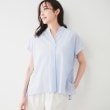 アンタイトル(UNTITLED)の【洗える/スキッパー】フレンチスリーブシアーブラウス サックスブルー(390)