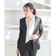 軽くて快適！】ウール混 ストレッチノーカラージャケット（ノー