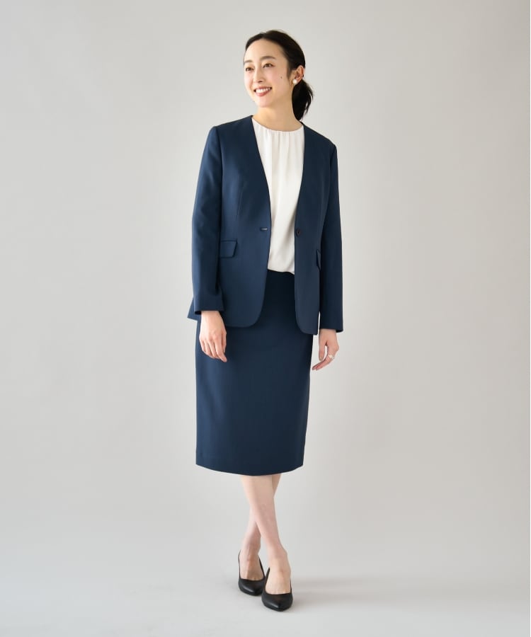 軽くて快適!】ウール混 ストレッチタイトスカート(膝丈 軽くて快適!】ウール混 ストレッチタイトスカート(膝丈