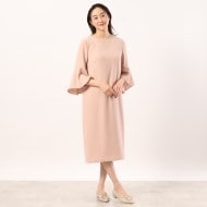 オケージョン／洗える】袖口フレア サックワンピース（ミドル