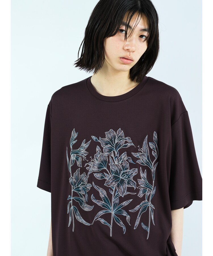 ティーケー タケオ キクチ(tk.TAKEO KIKUCHI)のBouguet embroidery Tシャツ ダークブラウン(043)