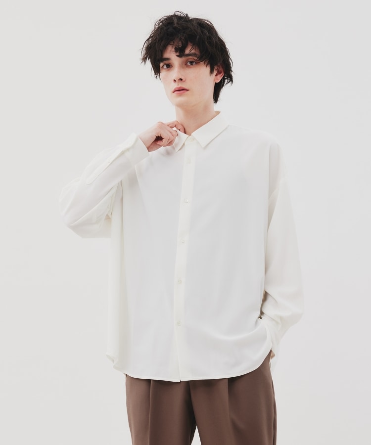 ティーケー タケオ キクチ(tk.TAKEO KIKUCHI)のジョーゼットビッグシャツ ホワイト(001)