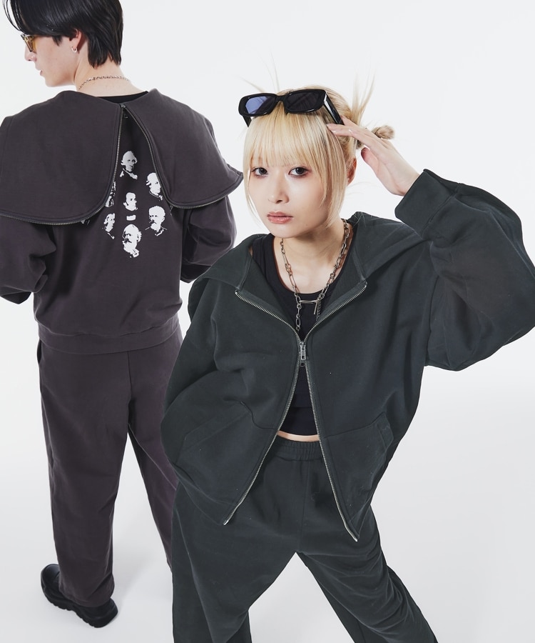 ティーケー タケオ キクチ(tk.TAKEO KIKUCHI)のK'Project by Aoi Composer Face Print Hoodie チャコールグレー(014)