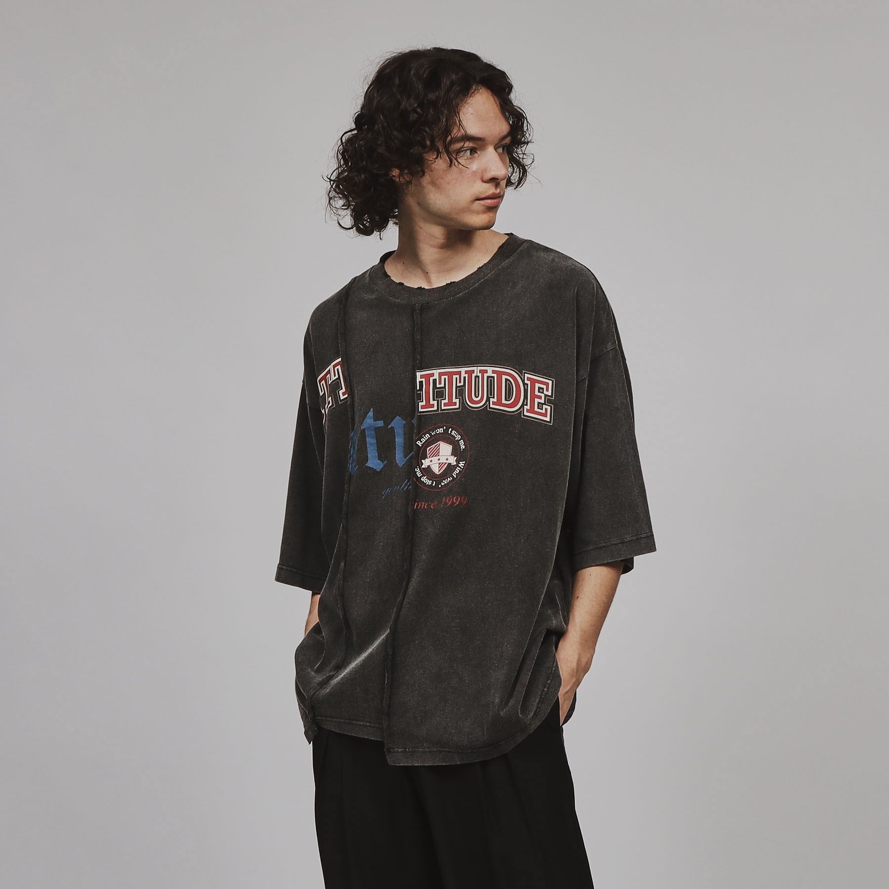 ティーケー タケオ キクチ(tk.TAKEO KIKUCHI)のリメイクライクTシャツ チャコールグレー(114)