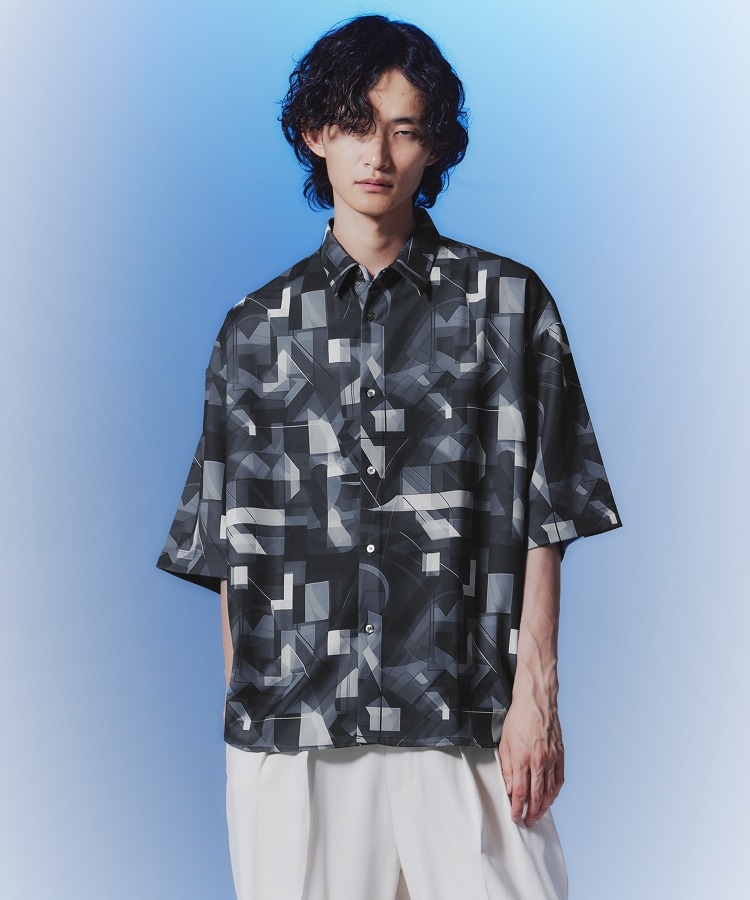 ティーケー タケオ キクチ(tk.TAKEO KIKUCHI)のレトロプリントシャツ ブラック(419)